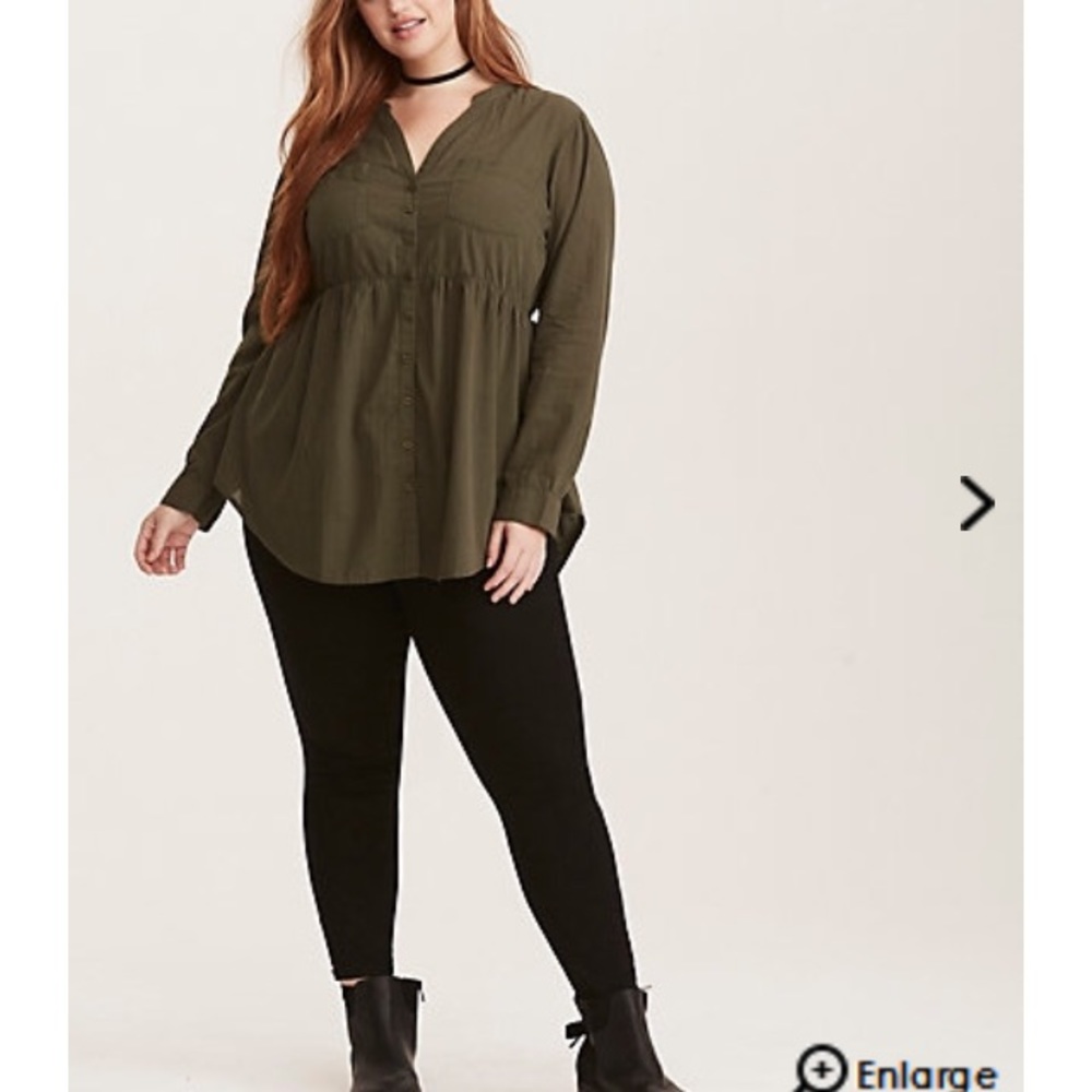 Torrid Olive Shadow Stripe Babydoll Tunic